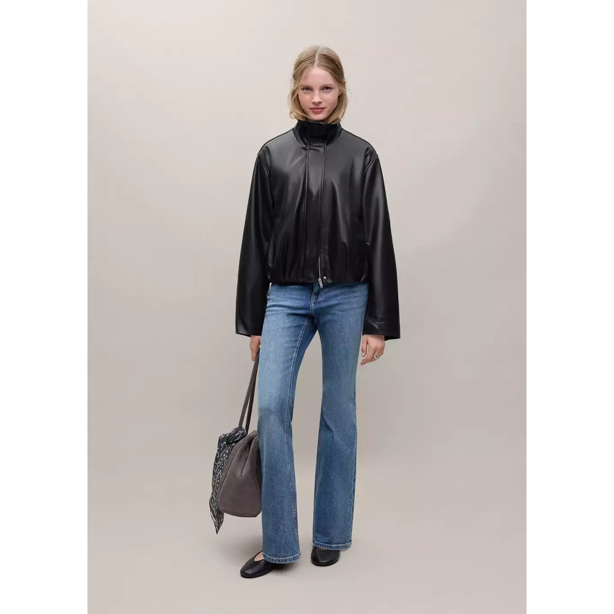 Veste col cheminée à poches noir, MANGO TEEN