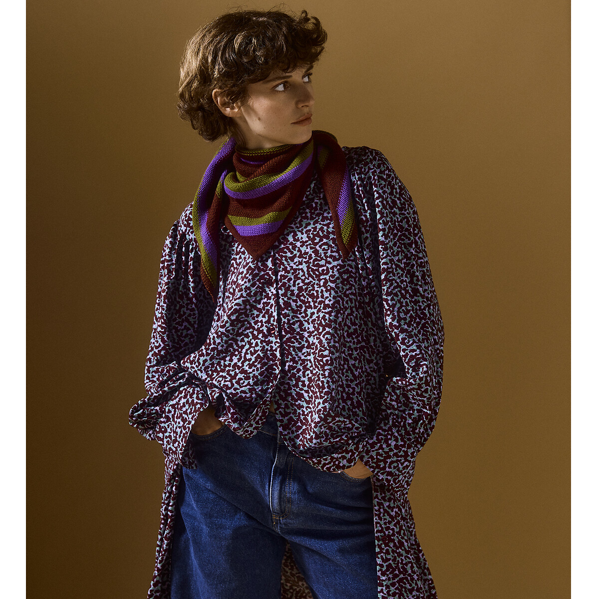 Striped merino wool scarf multi-coloured striped, LA REDOUTE X MAZORCAS