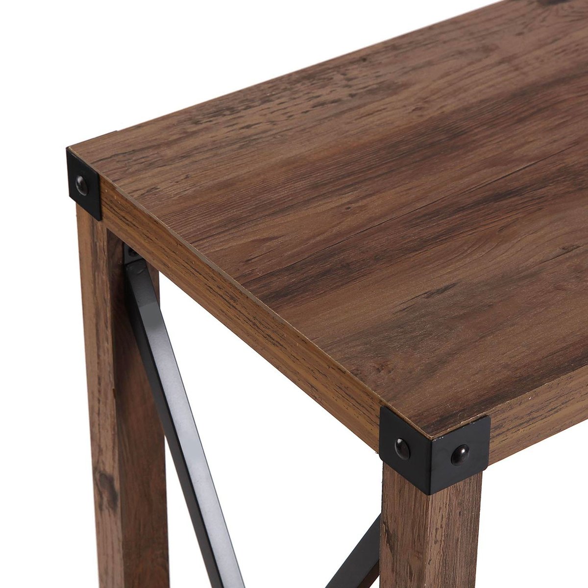 Console bois et métal noir 2 plateaux 100x35x76cm bois, WADIGA