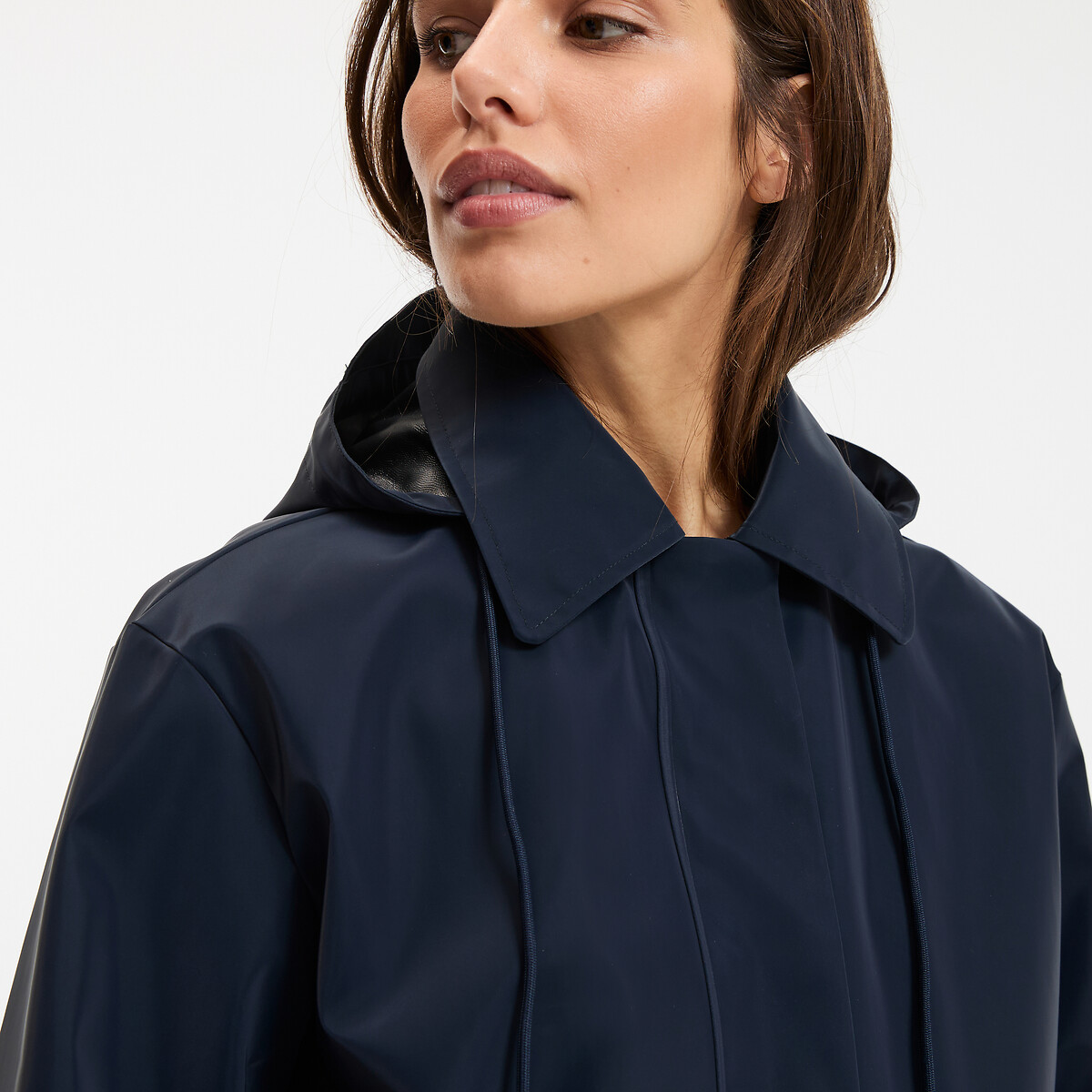 Signatures Prisca Oversized Waxed Jacket with Hood navy blue, LA REDOUTE COLLECTIONS