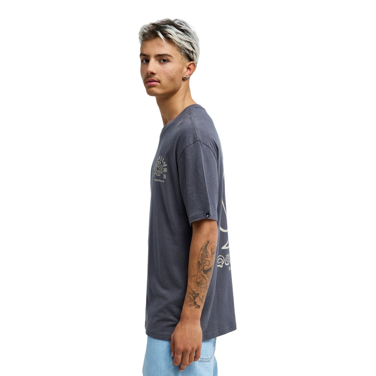 T-Shirt à manches courtes CURVE PALM noir iron gate, QUIKSILVER