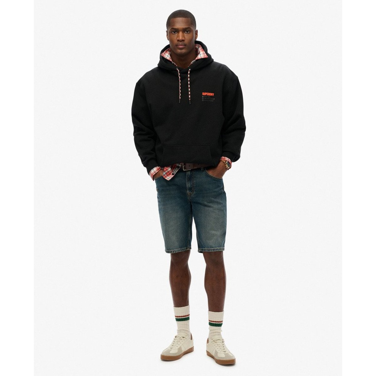 Sweat à capuche ample à logo Utility Sport noir, SUPERDRY