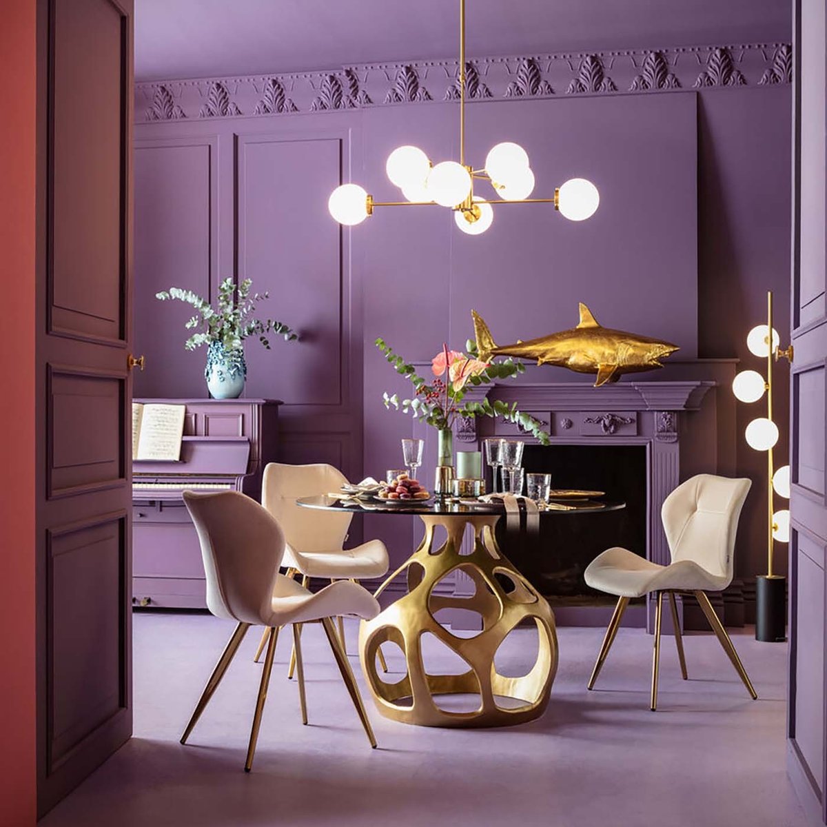 Table en verre et aluminium, VOLCANO or, KARE DESIGN