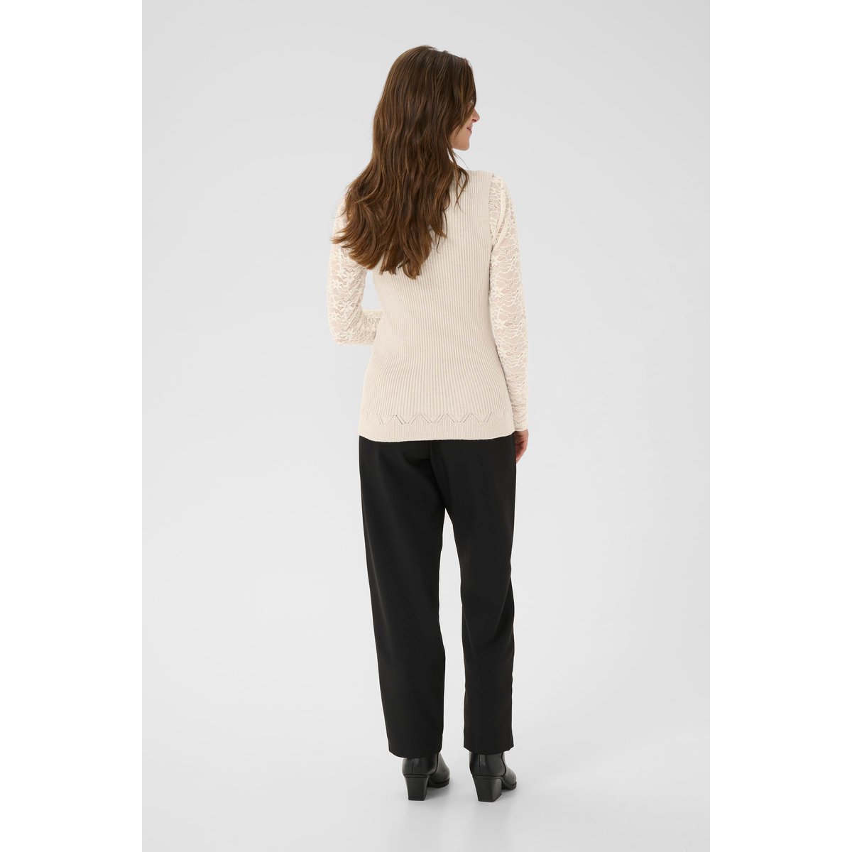 Blouse sans manches beige oat melange, CREAM