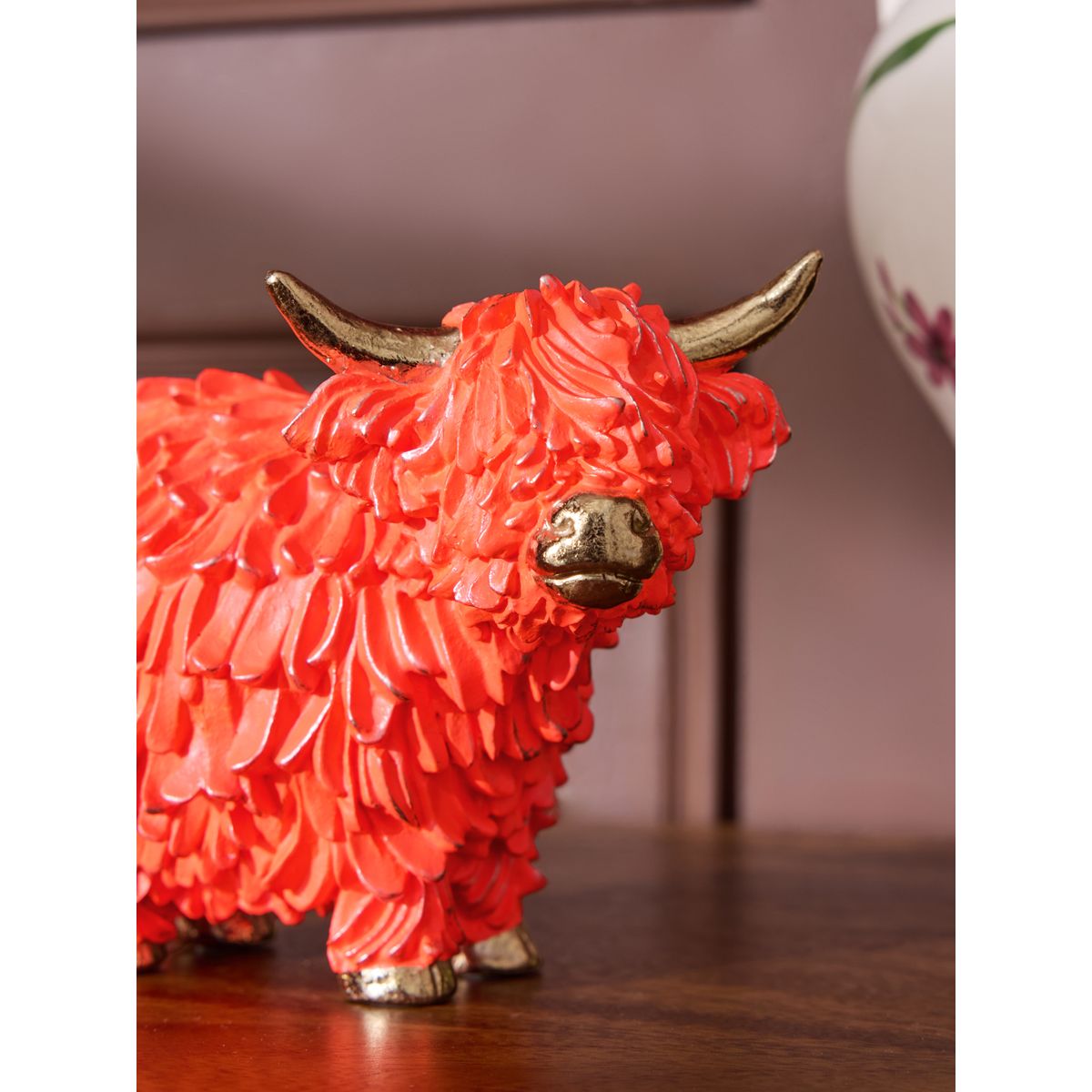 Décoration hamish, vache des highlands orange fluo, NEXT