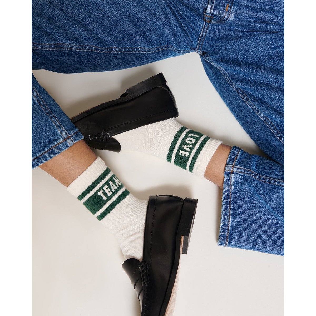 Chaussettes Love team, LOVE TEAM blanc - blanc - crème/vert, EMOI EMOI