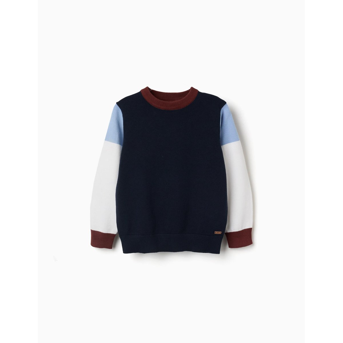 Pull en maille à blocs de couleur bleu foncé, ZIPPY