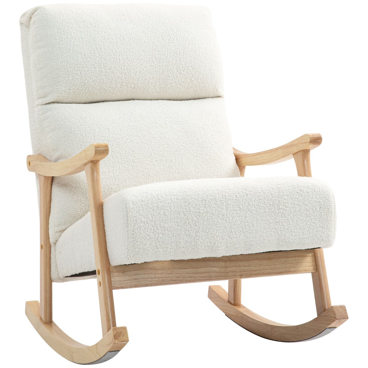 Fauteuil à bascule Tissu en velours teddy crème, HOMCOM
