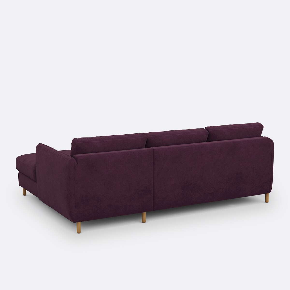 Canapé d'angle droit, 4 places, en velours, LOMÉO prune, LA REDOUTE INTERIEURS