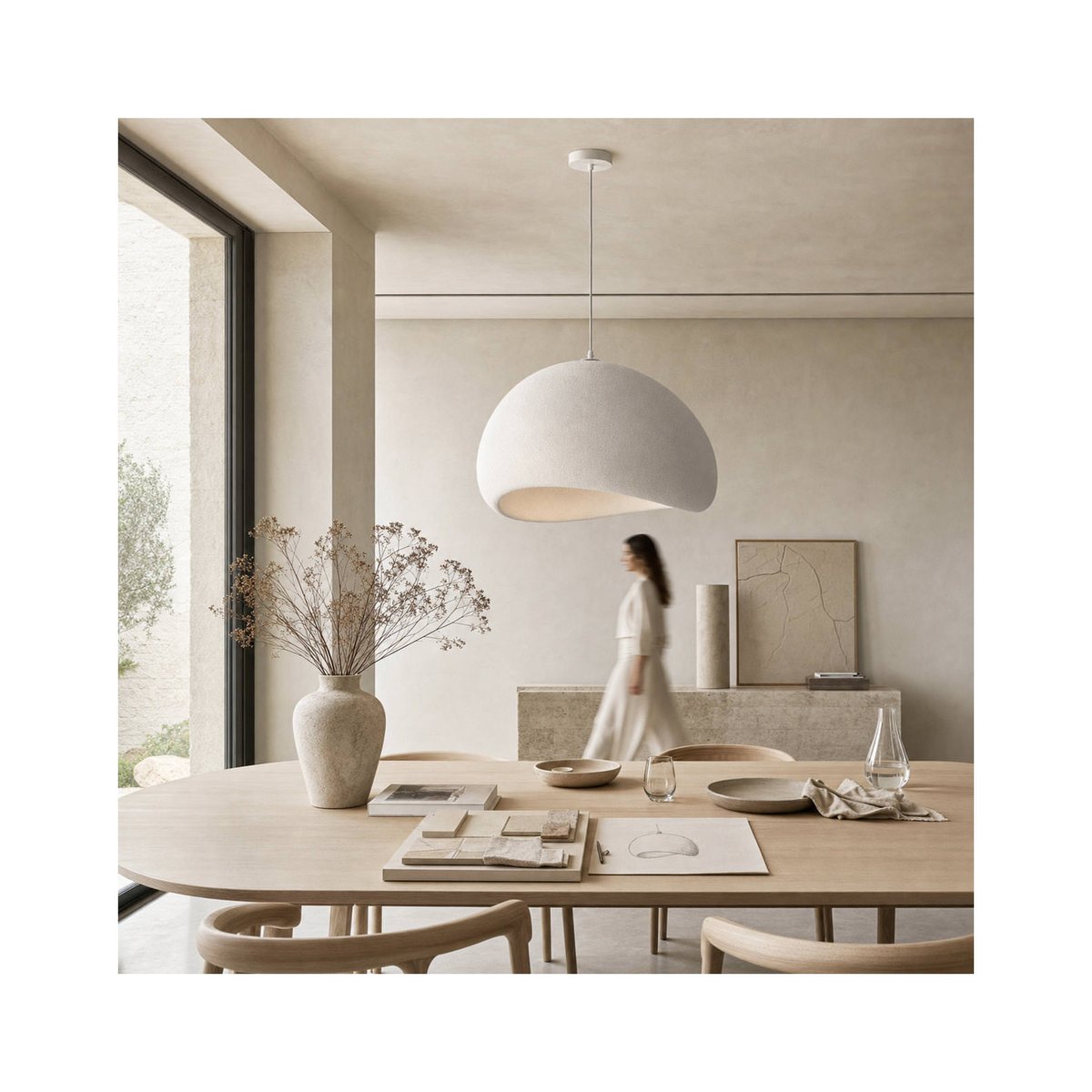 Suspension d'architecte en ciment blanc, RECOLLECTION