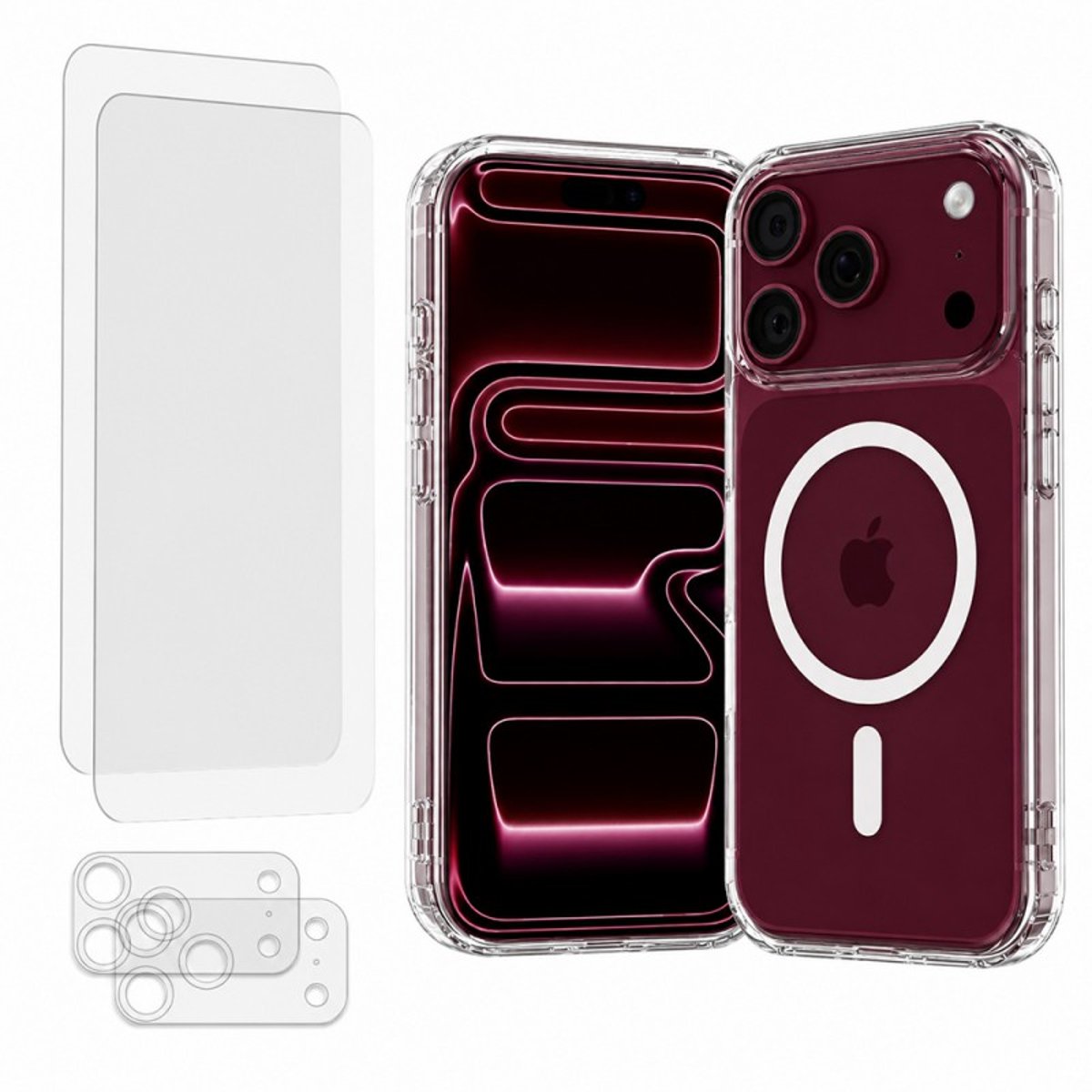 Coque Anti-choc Magnétique compatible Magsafe pour iPhone 18 Pro Transparente + 2 protections écran et 2 protections objectif caméra transparent, EVETANE
