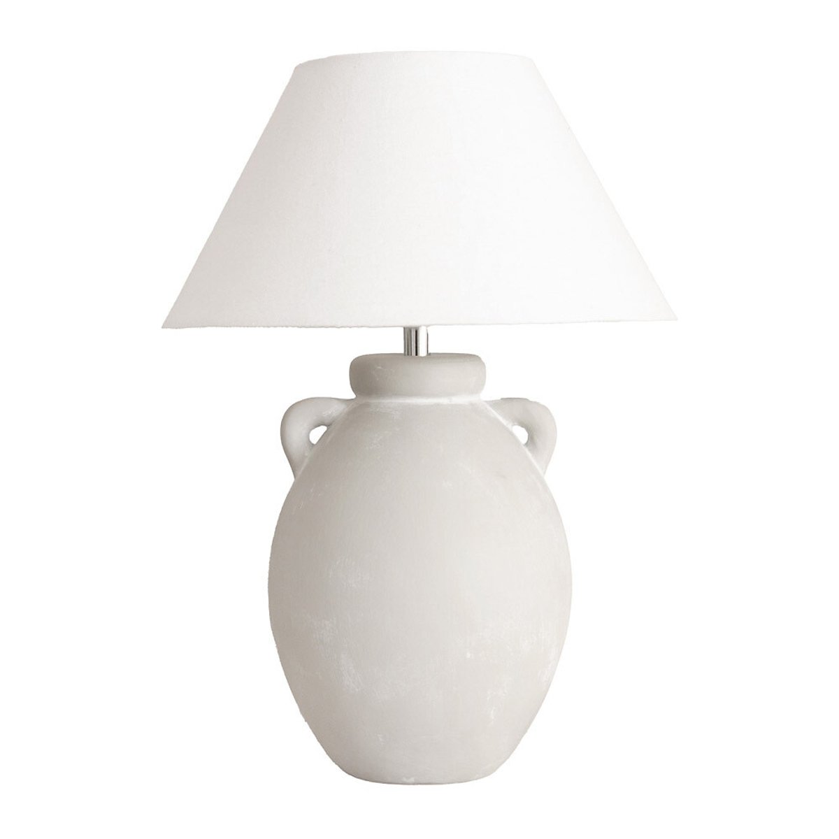 Dylan Stoneware Ceramic Vase Table Lamp with Linen Tapered Shade grey, SO'HOME