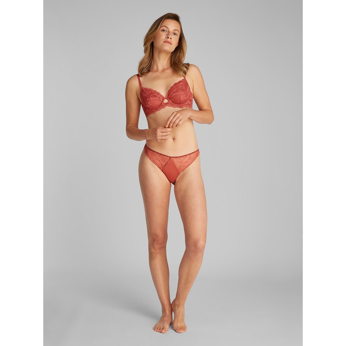 Sensual Stretch Lace Demi-Cup Bra red, CALVIN KLEIN UNDERWEAR