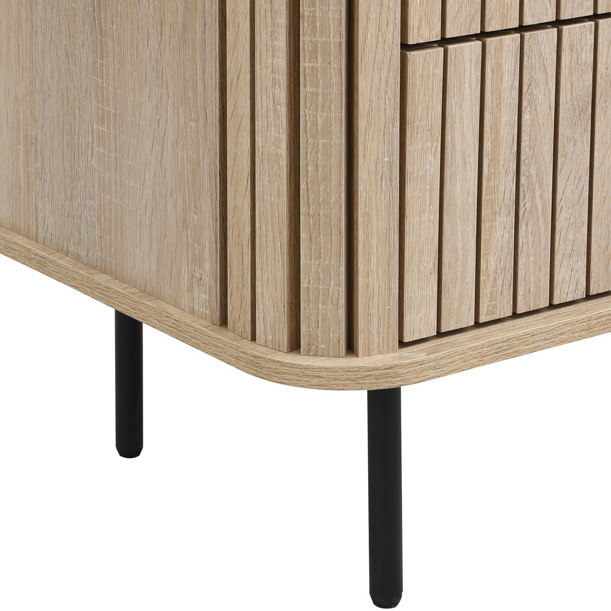 Table de chevet 2 tiroirs rainurés - SOLNA chêne, HOMIFAB