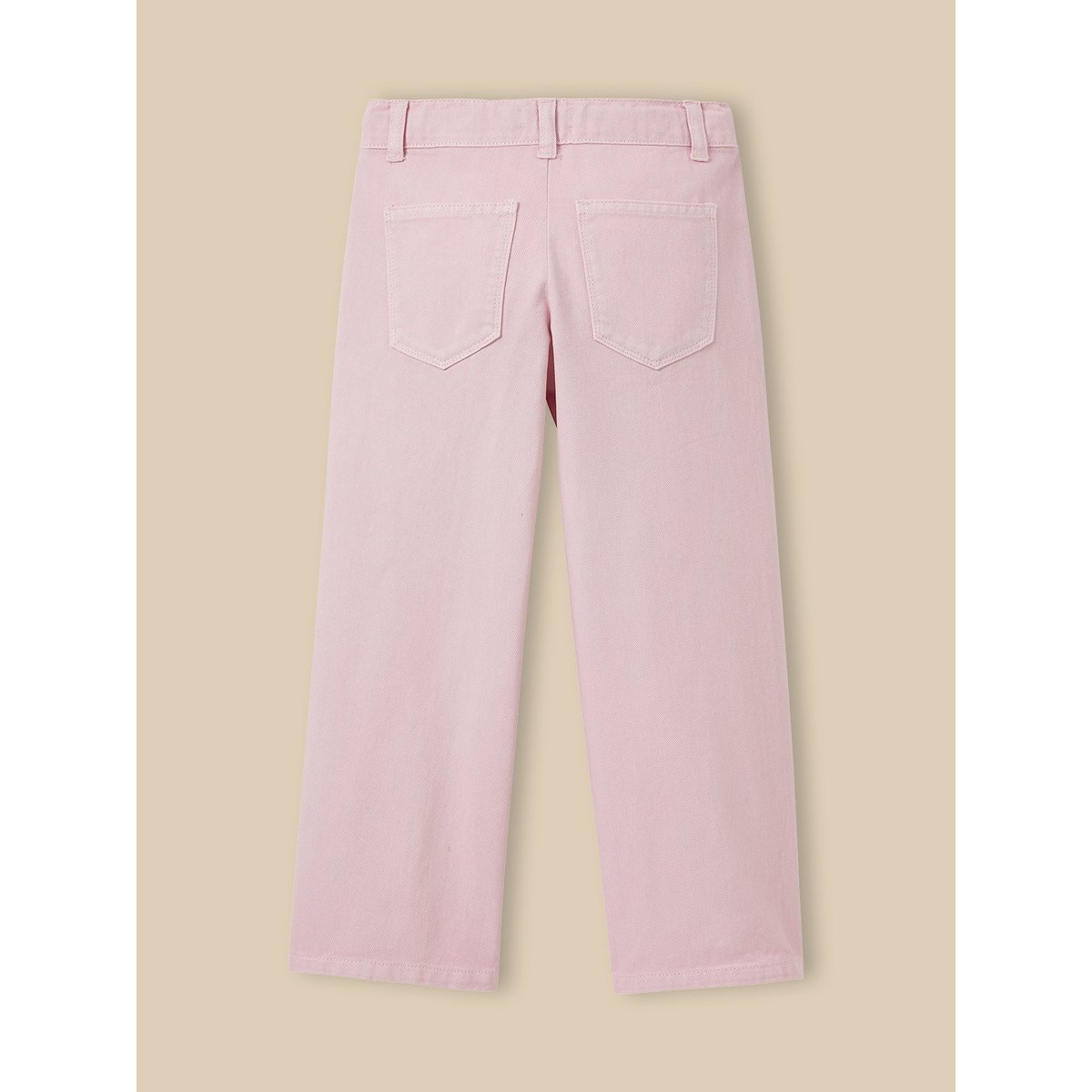 Pantalon droit en denim rose tendre, CYRILLUS