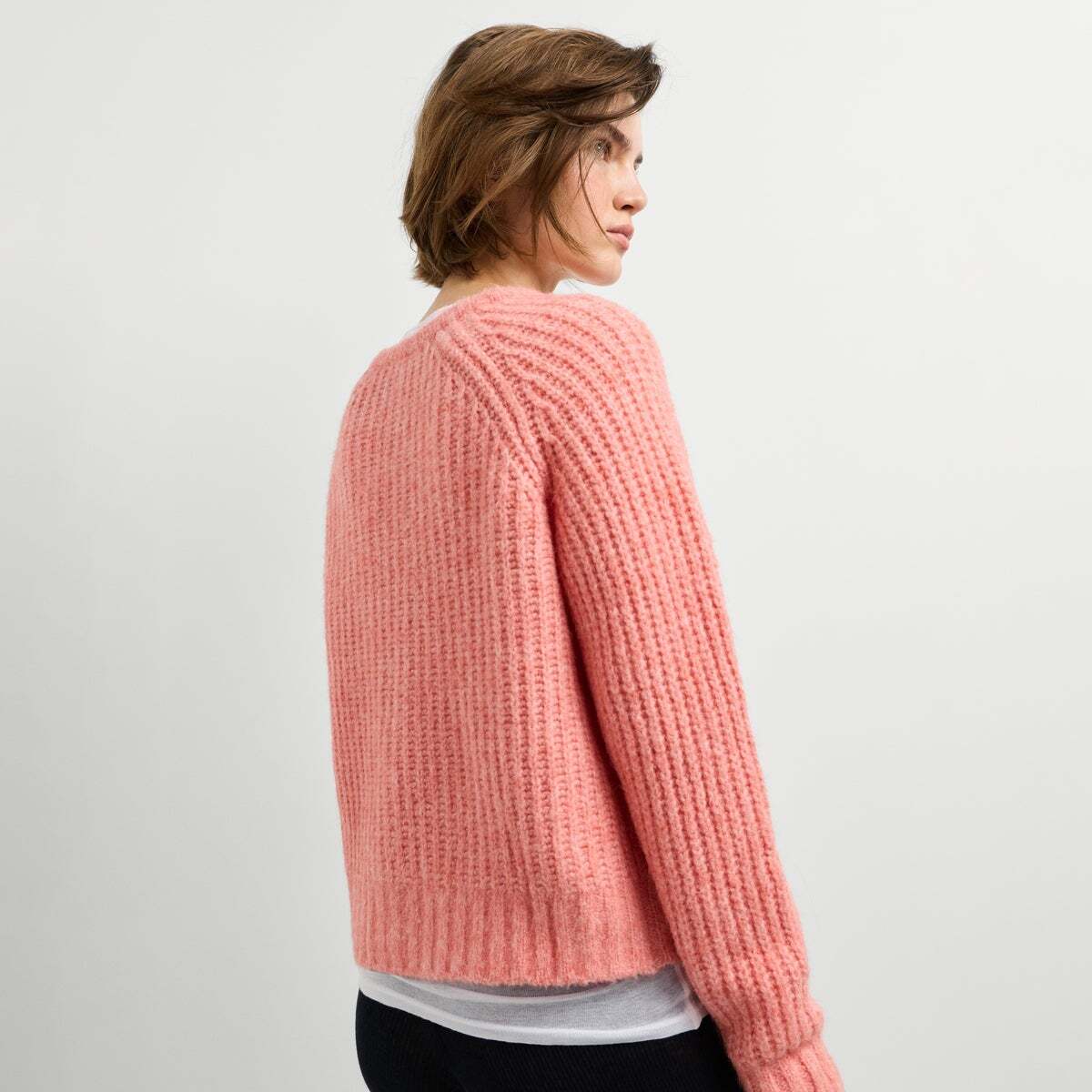 Cardigan En Maille Avec Fermeture Boutonnée rose pêche corail, PEPE JEANS