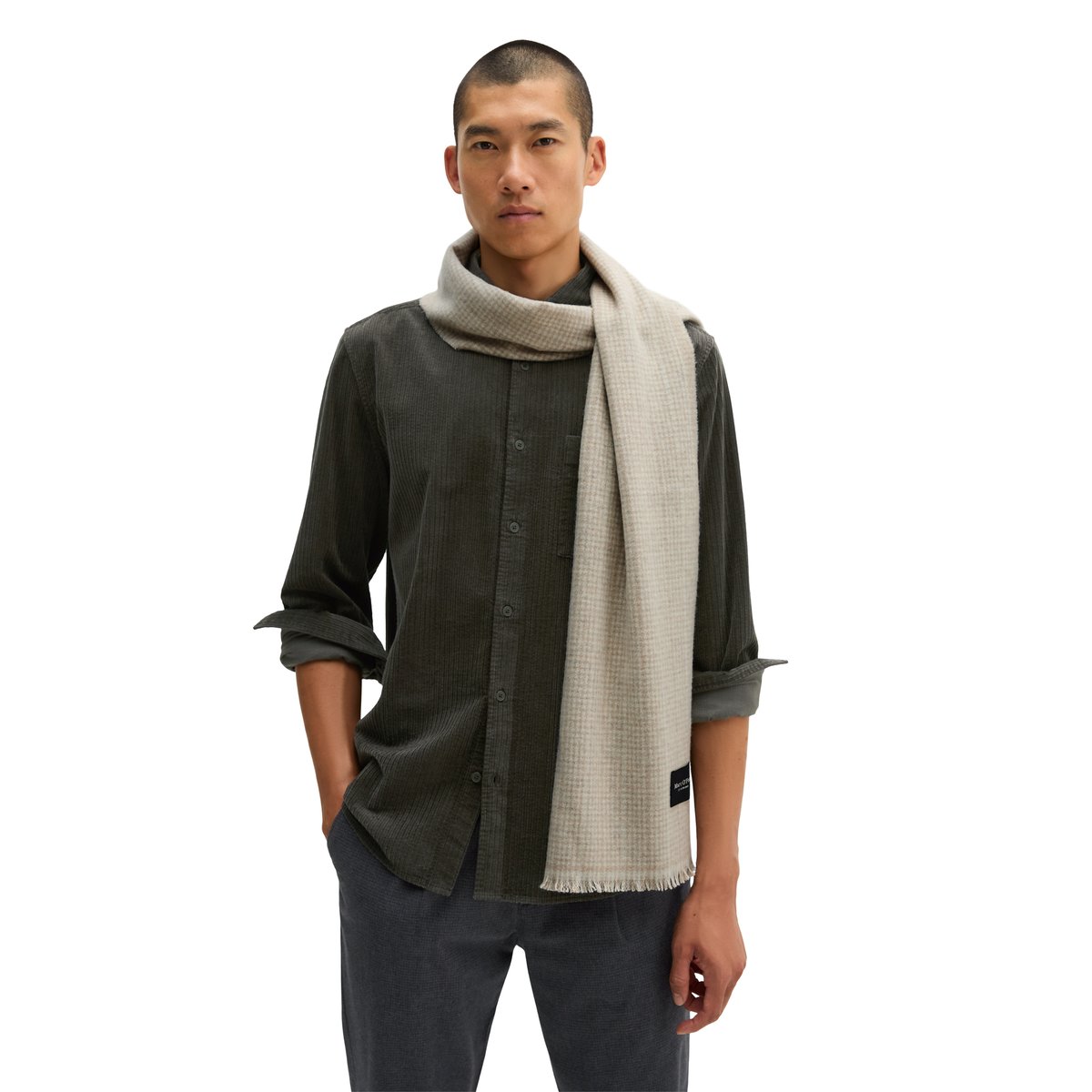 écharpe en laine vierge douce beige, MARC O'POLO
