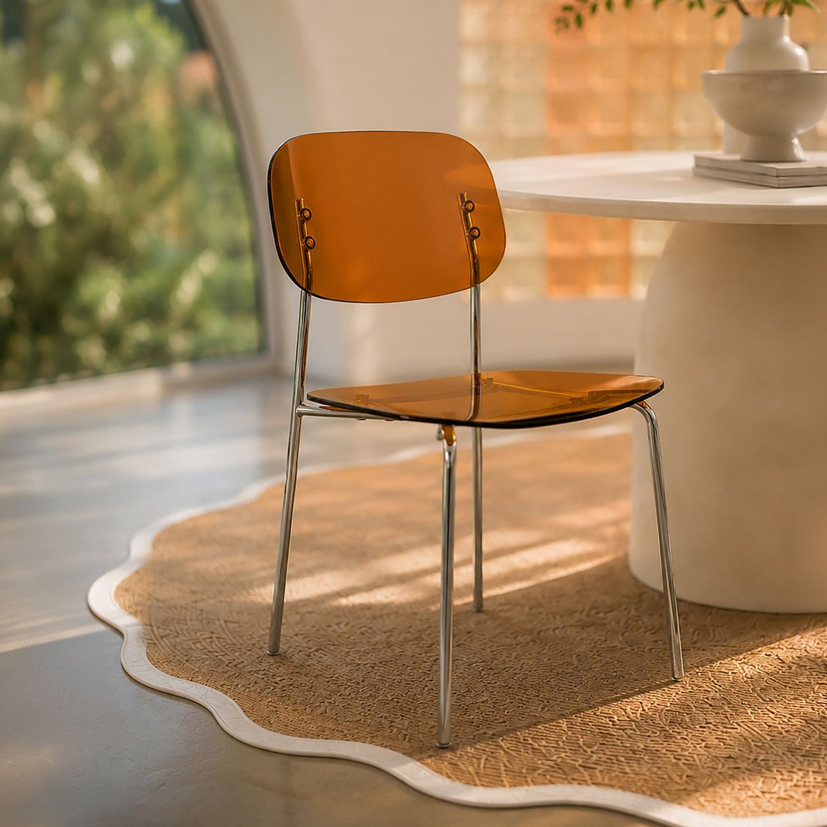 Table ronde effet béton Ø120cm avec 4 chaises GLAM couleur unique, NOW'S HOME