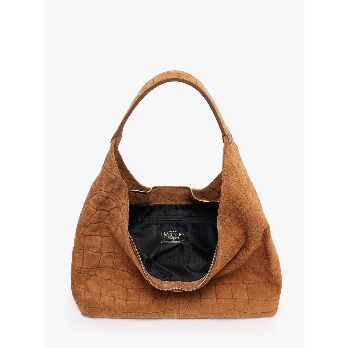 sac porté épaule Velvet croco cuir cuoio, MILANO