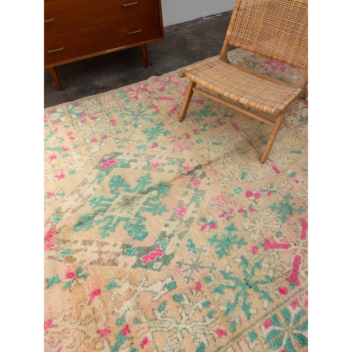 Grand tapis en laine rose et bleu Olivier N°35 - Bon état rose, DEBONGOUT