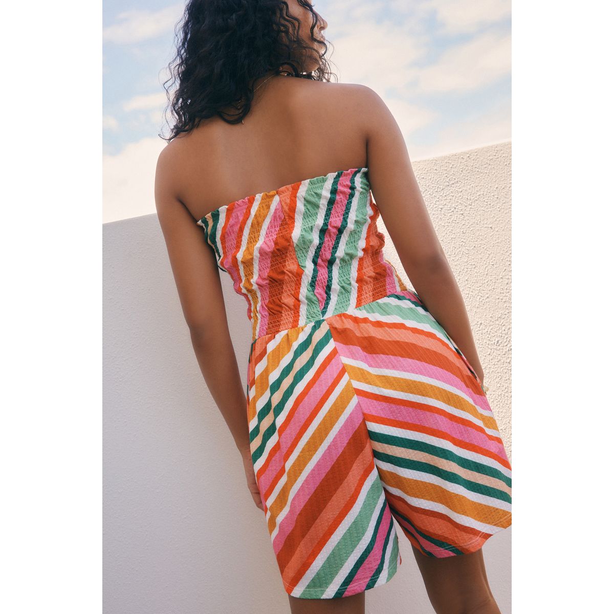 Combinaison bandeau froncée rose/orange, NEXT