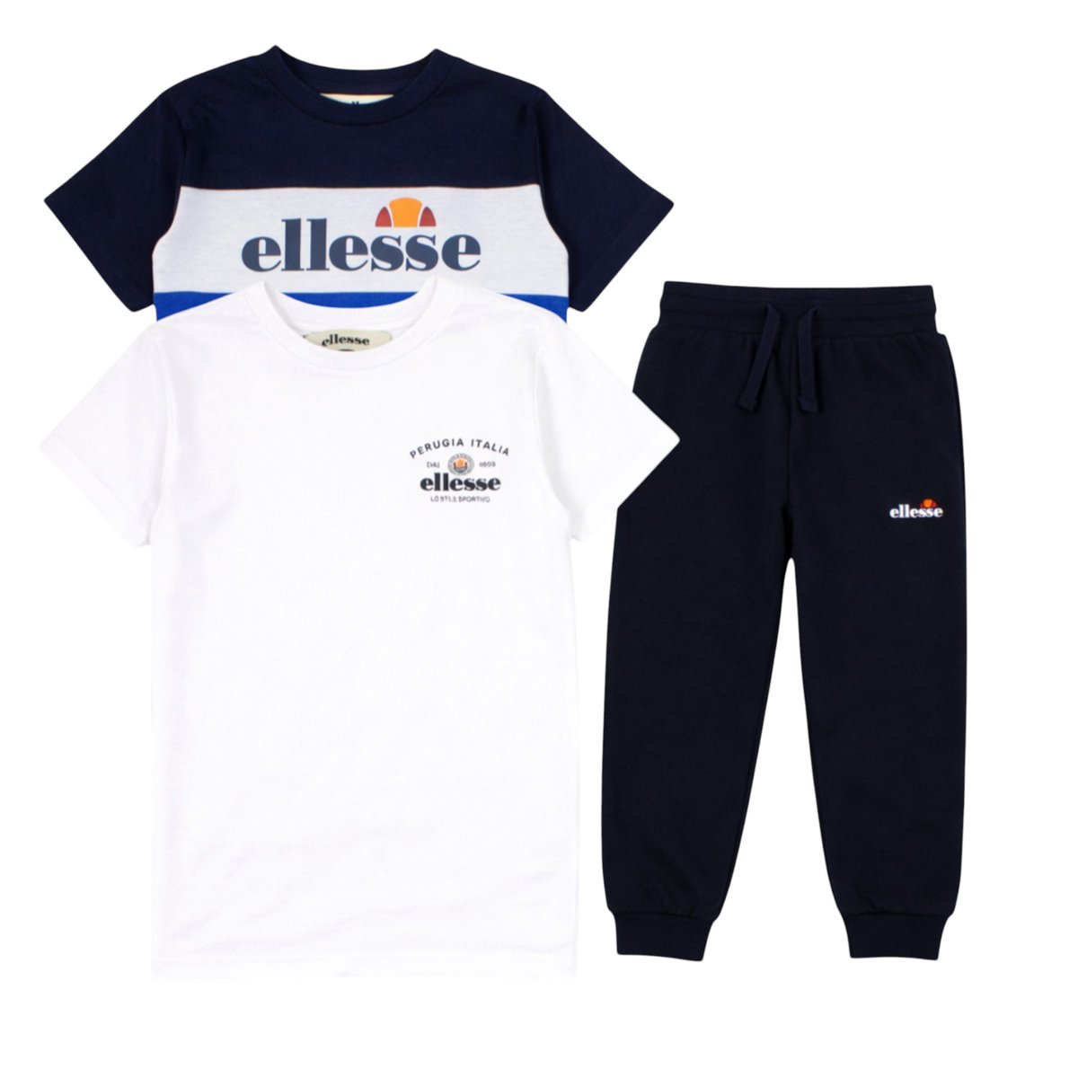 Lot de 2 t-shirts manches courtes et pantalon de jogging BLOCK PARTY bleu marine, ELLESSE