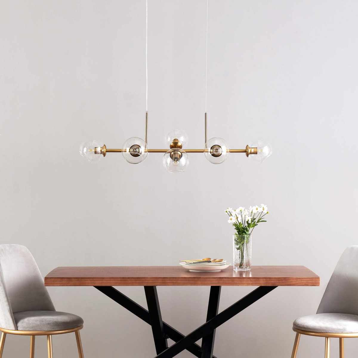 Majestueuse suspension en verre - CARLOTTA doré / laiton, KOSILUM
