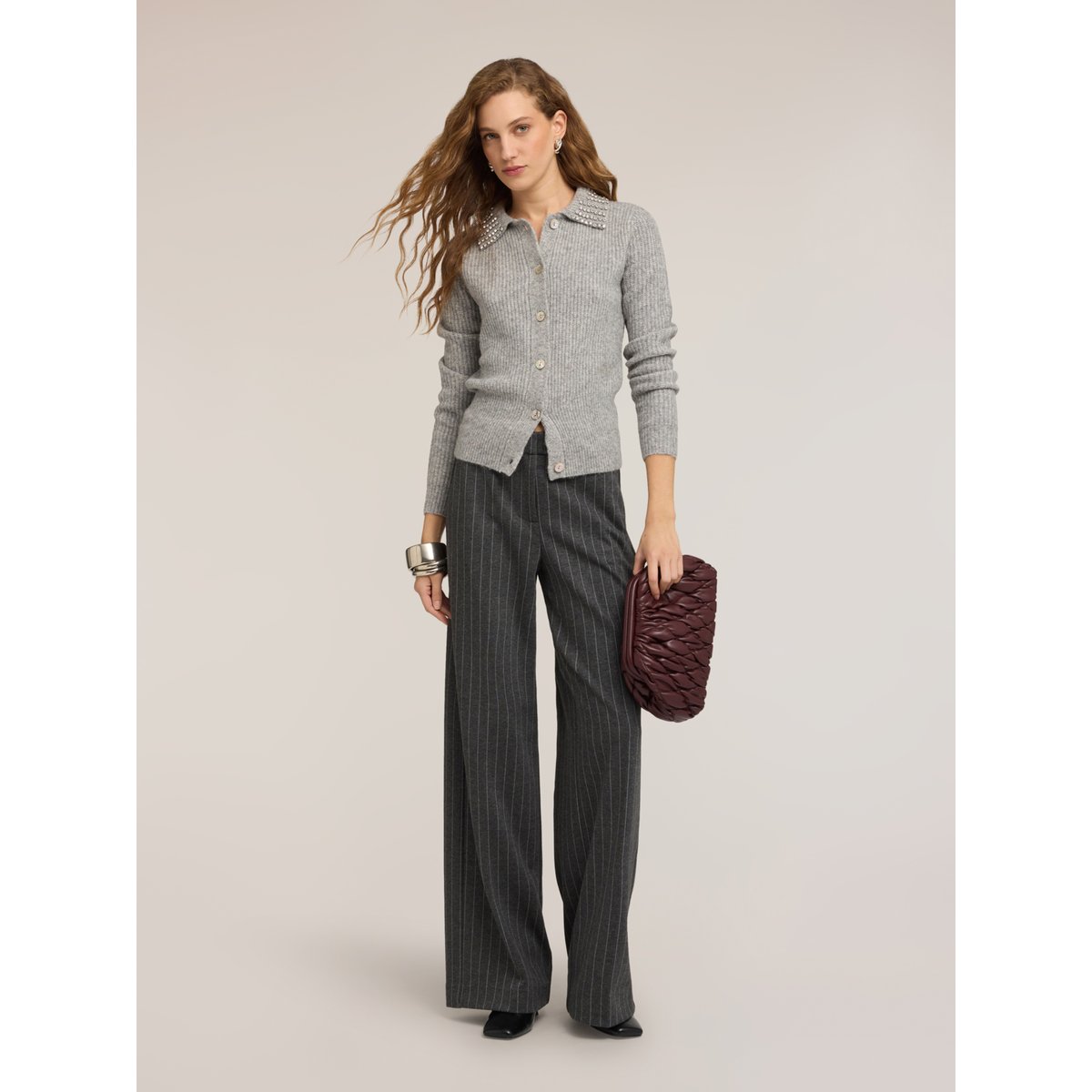 Cardigan avec col bijou gris, MOTIVI