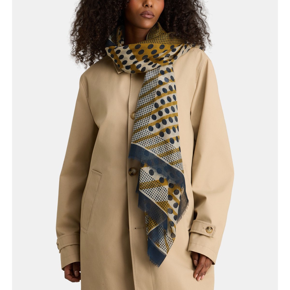 Etole louisiane à pois et rayures beige, GALERIES LAFAYETTE
