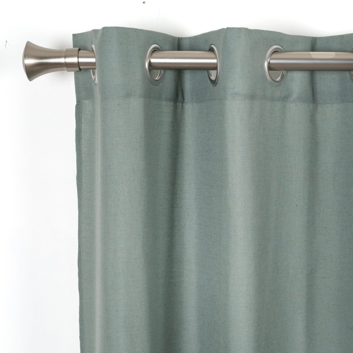 Rideau tamisant en polyester et lin, AYDEN vert foncé, INSPIRE