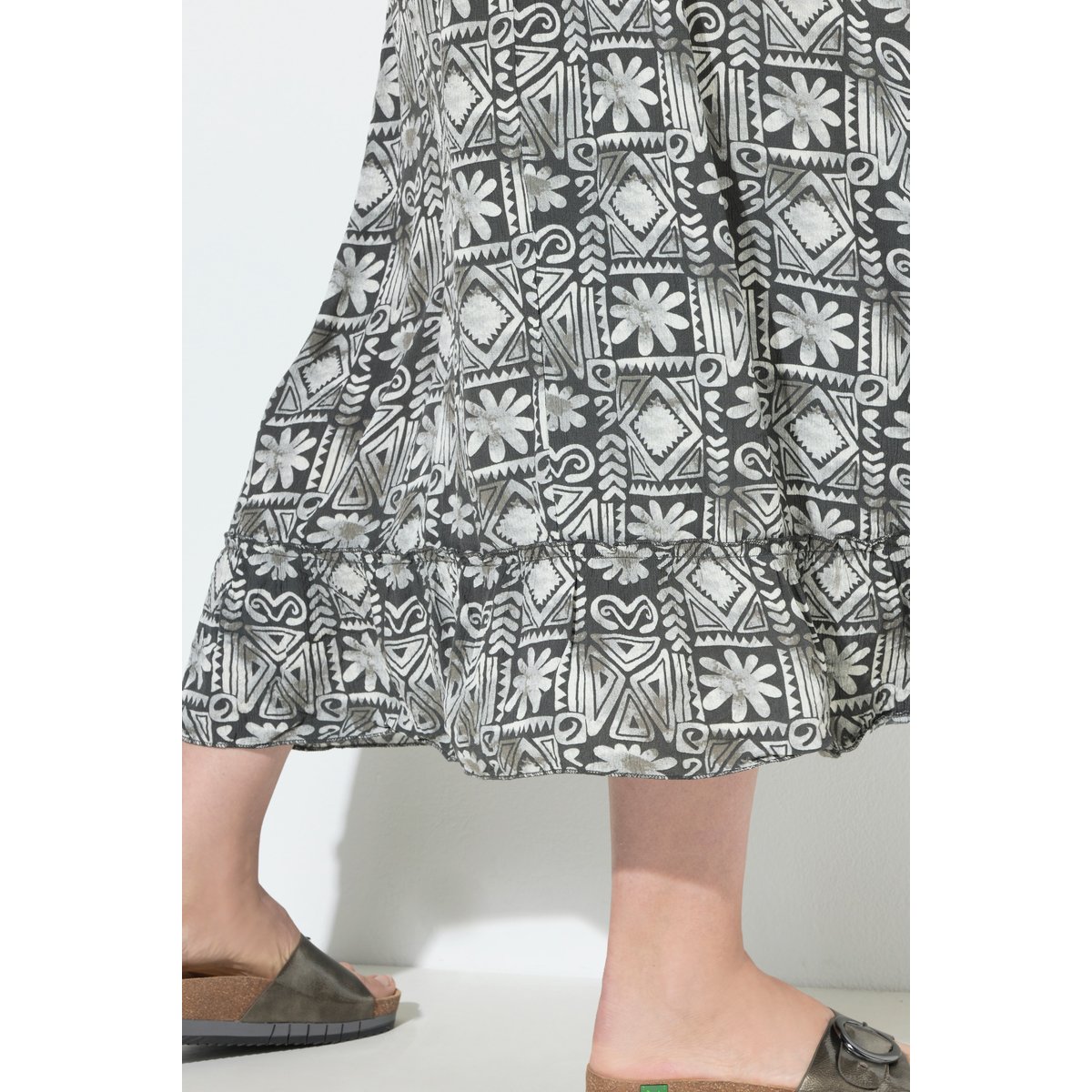 Jupe maxi, ourlet à volant gris graphite, ULLA POPKEN