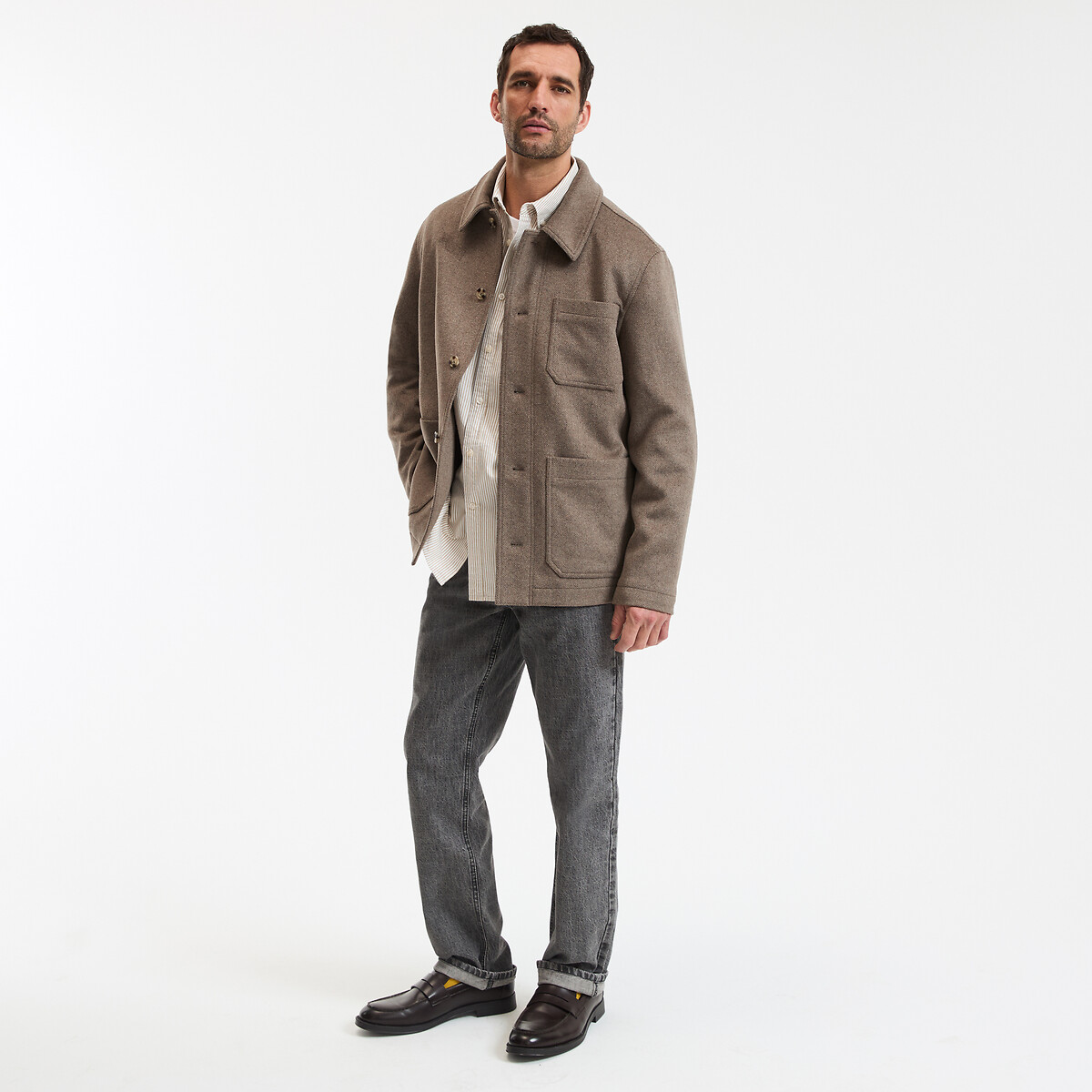 Signatures Hector Utility Jacket in Wool coffee, LA REDOUTE COLLECTIONS