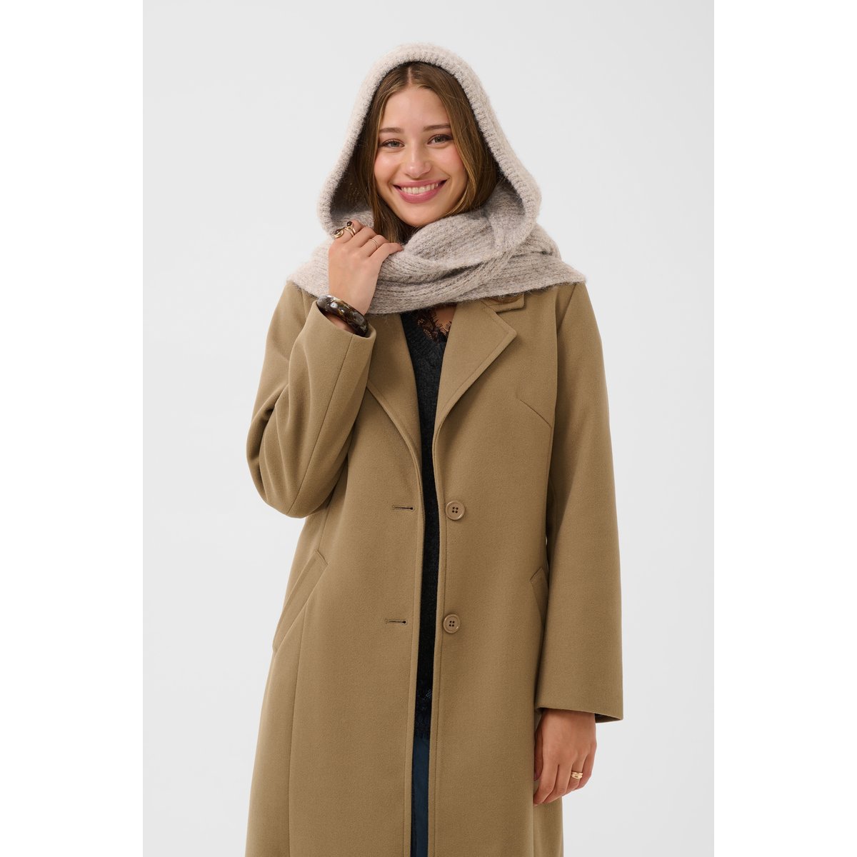Écharpe beige brown gray melange, CREAM