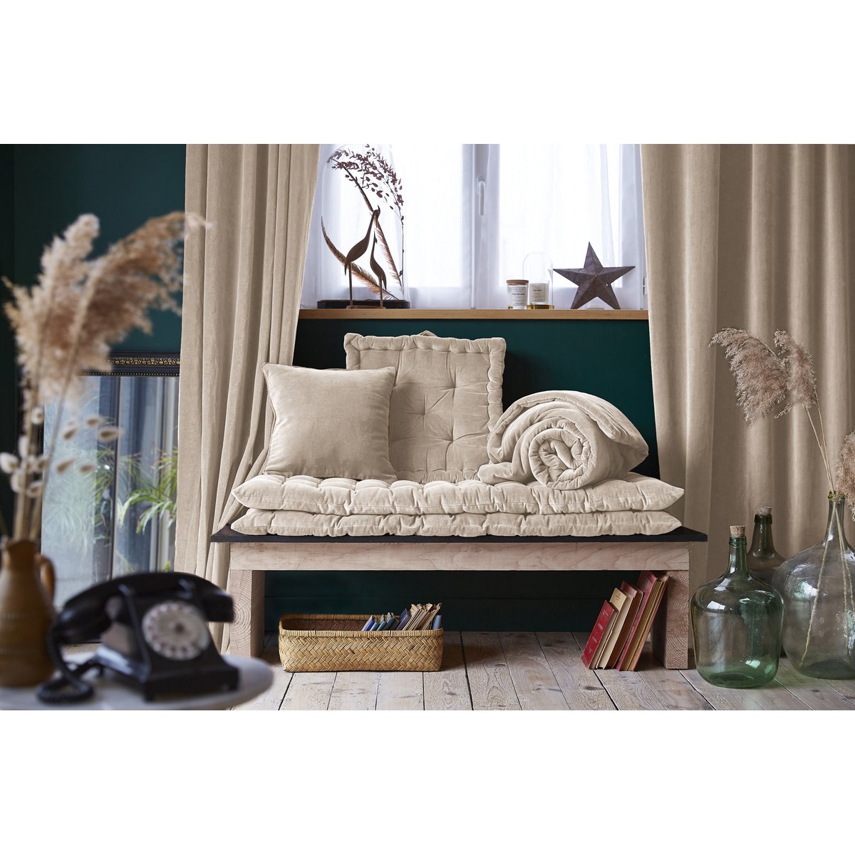 Rideau tamisant velours Collection Cesar camel, EDEN