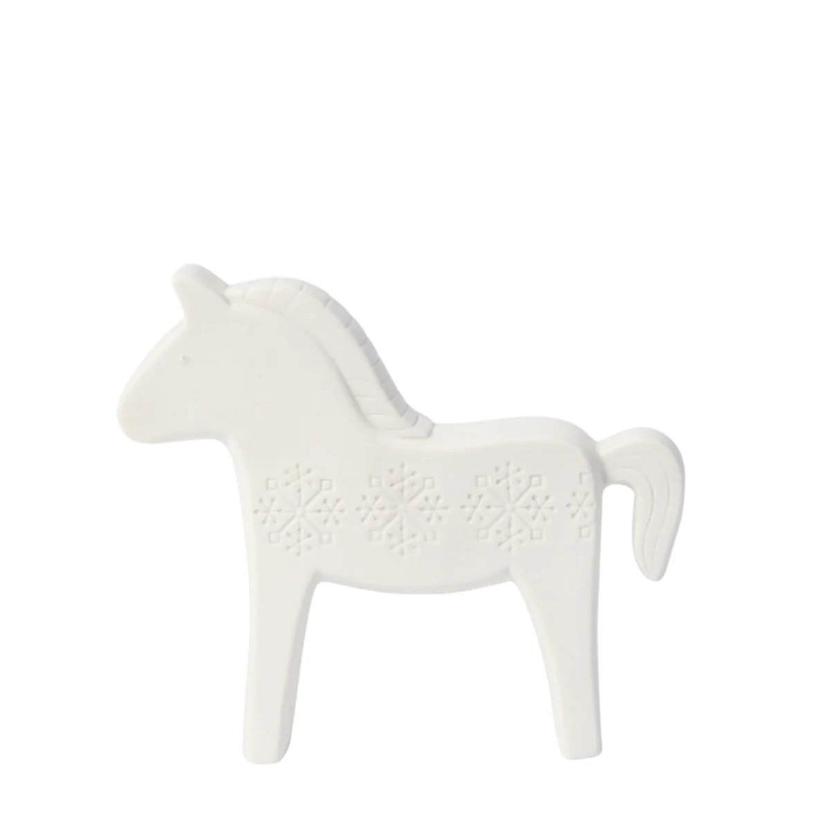 Statue cheval décoratif en grès H19 blanc, SIA DECO