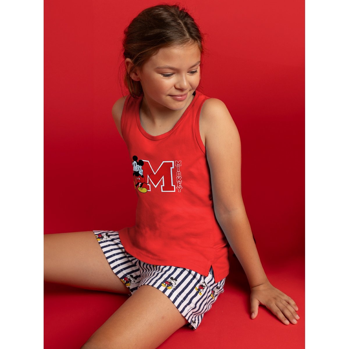 Pyjama short débardeur Mickey NY Summer Disney rouge, ADMAS