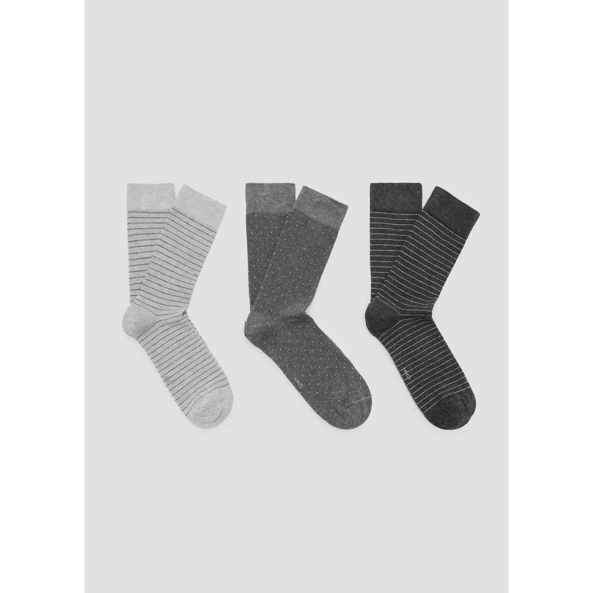 Pack 3 paires de chaussettes combinées gris, MANGO MAN