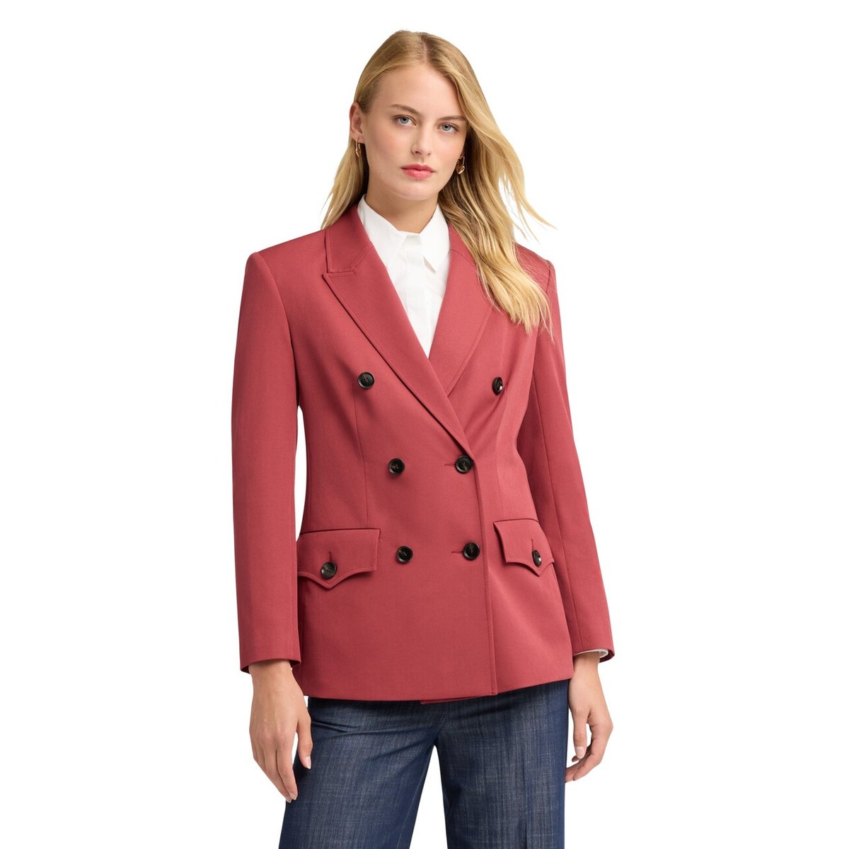 Veste croisée avec boutons contrastants rouge, MOTIVI
