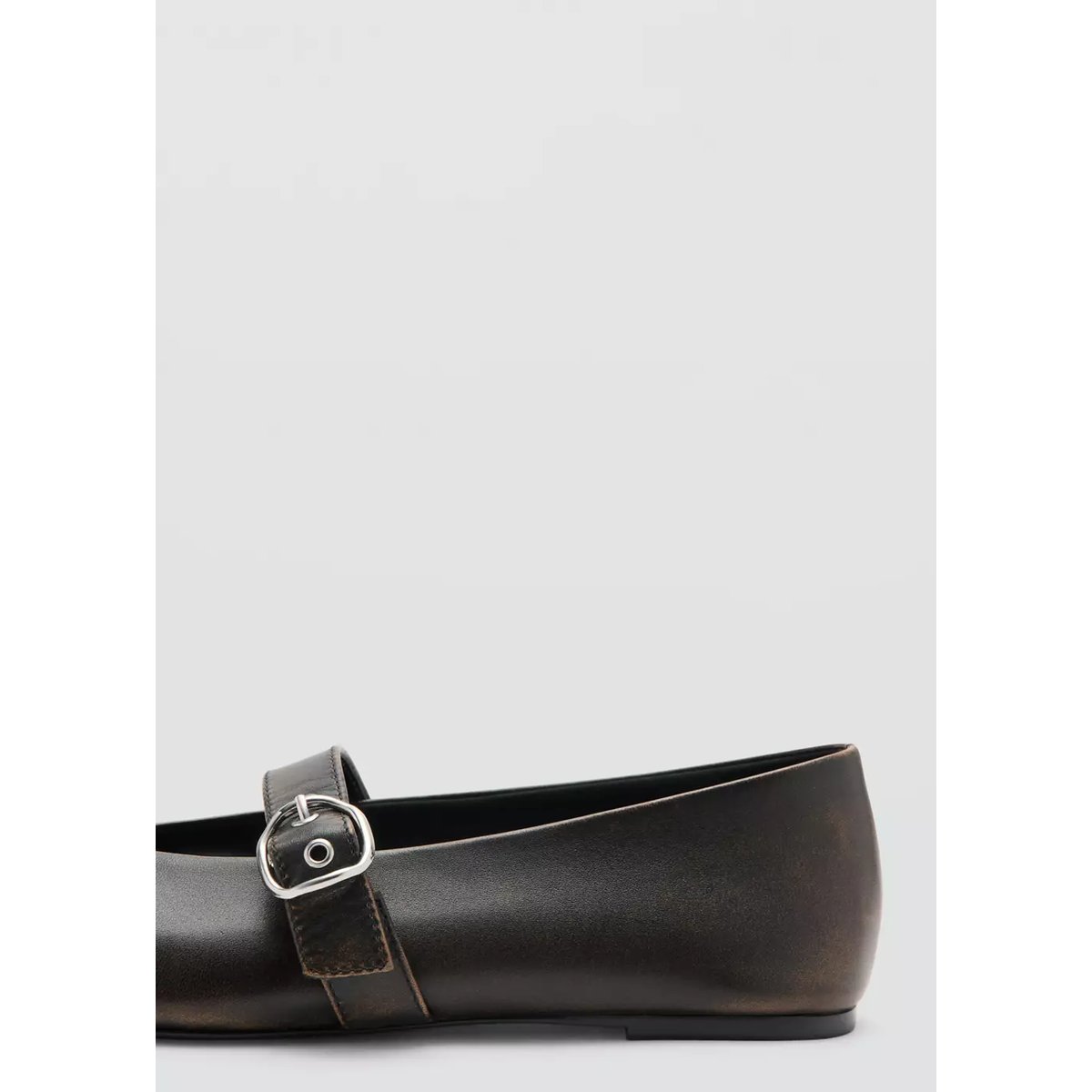 Ballerines cuir boucle chocolat, MANGO