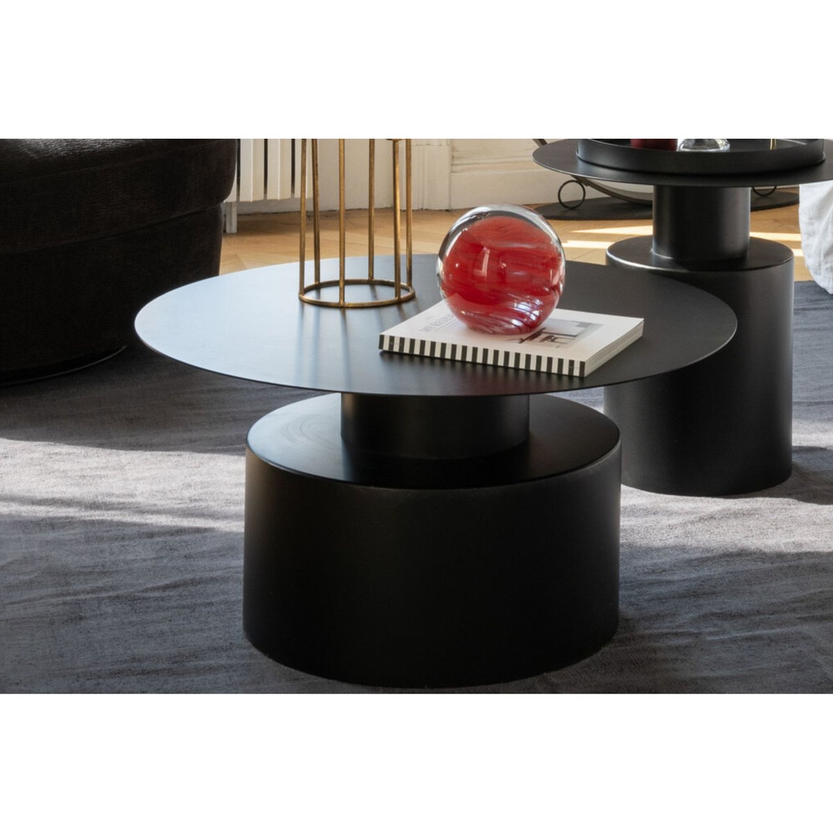 Table basse ronde design en métal noir D80 - MONZA noir, HELLIN, DEPUIS 1862