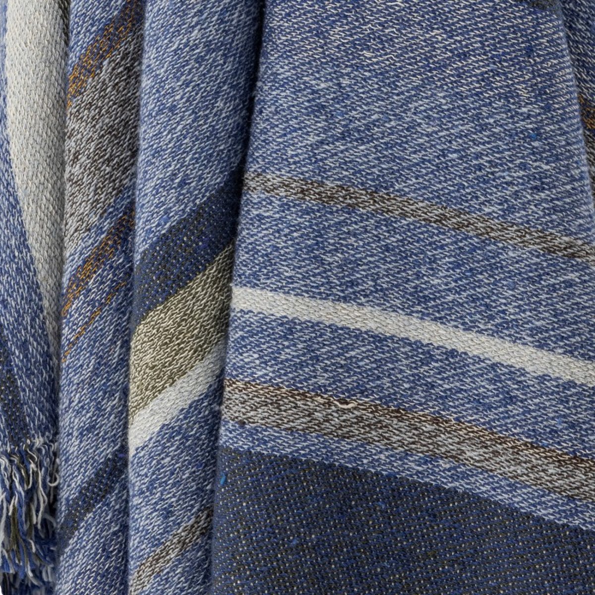 Plaid coton recyclé TOSCANA bleu, BLOOMINGVILLE