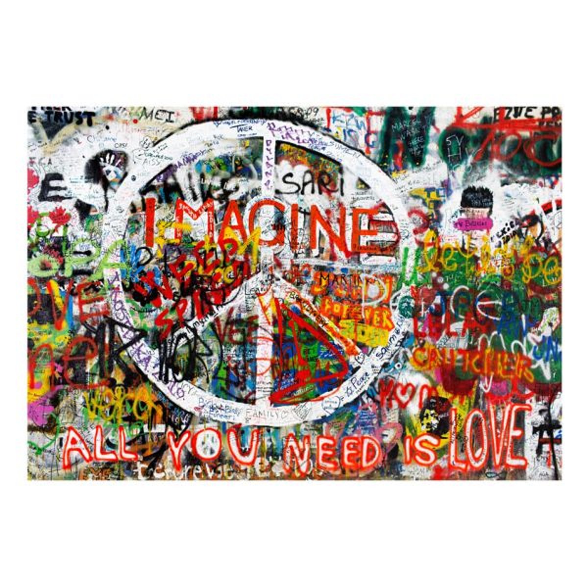 Papier peint intissé panoramique Street art Hippie Graffiti multicouleur, EDEN