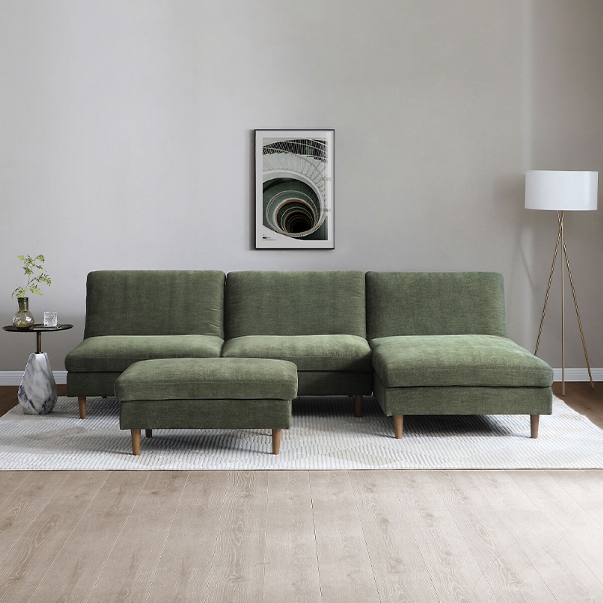Sawyer Chenille Modular Click Clack Sofabed Chair Unit olive, SO'HOME