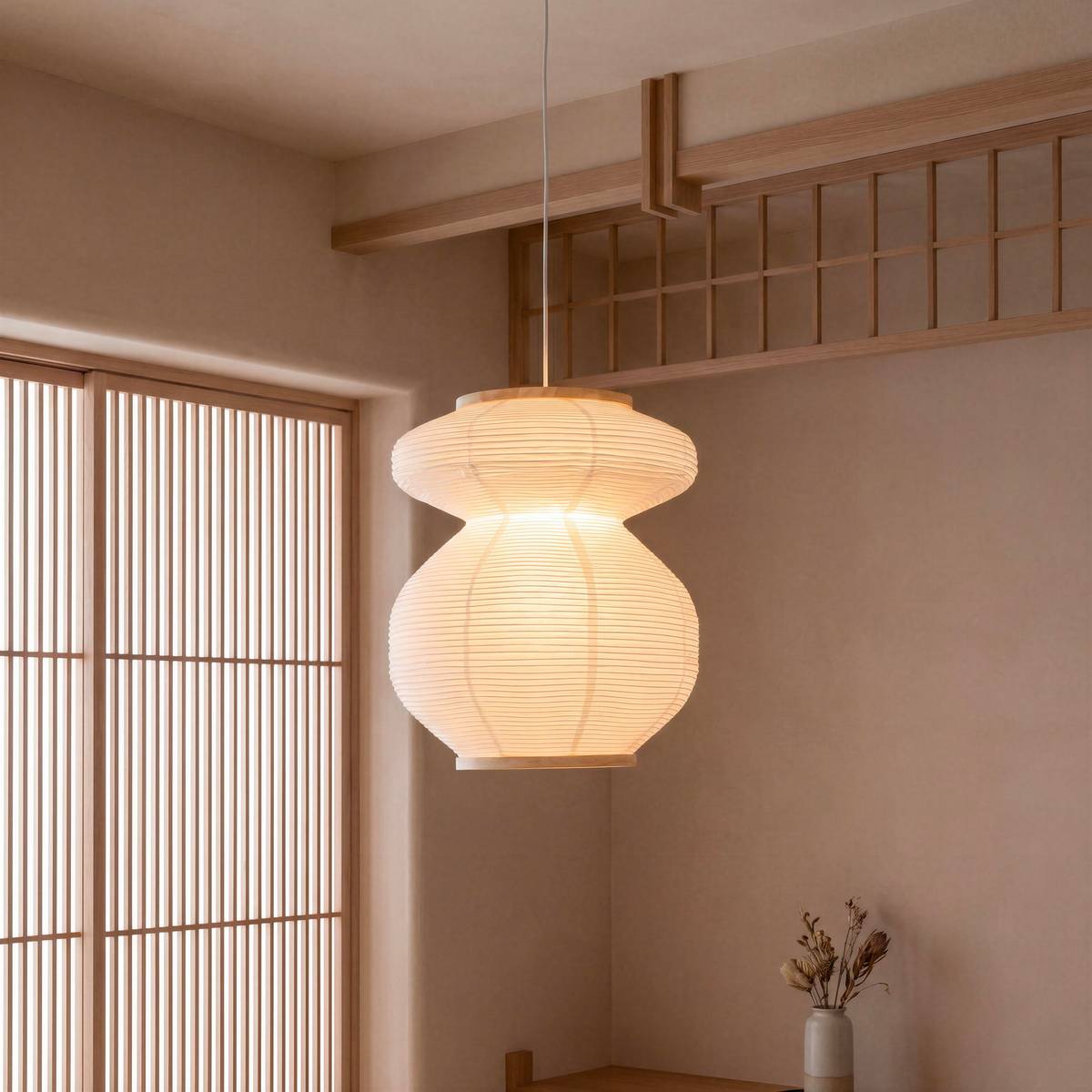 Suspension ronde en papier NIKA blanc, ATMOSPHERA