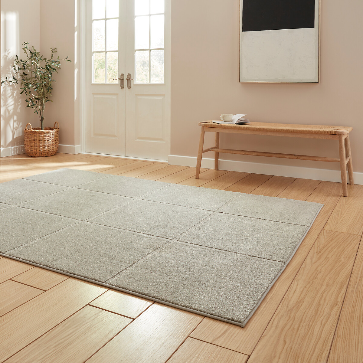 Modern Geometric Carved Soft-Touch Rug silver-coloured, SO'HOME