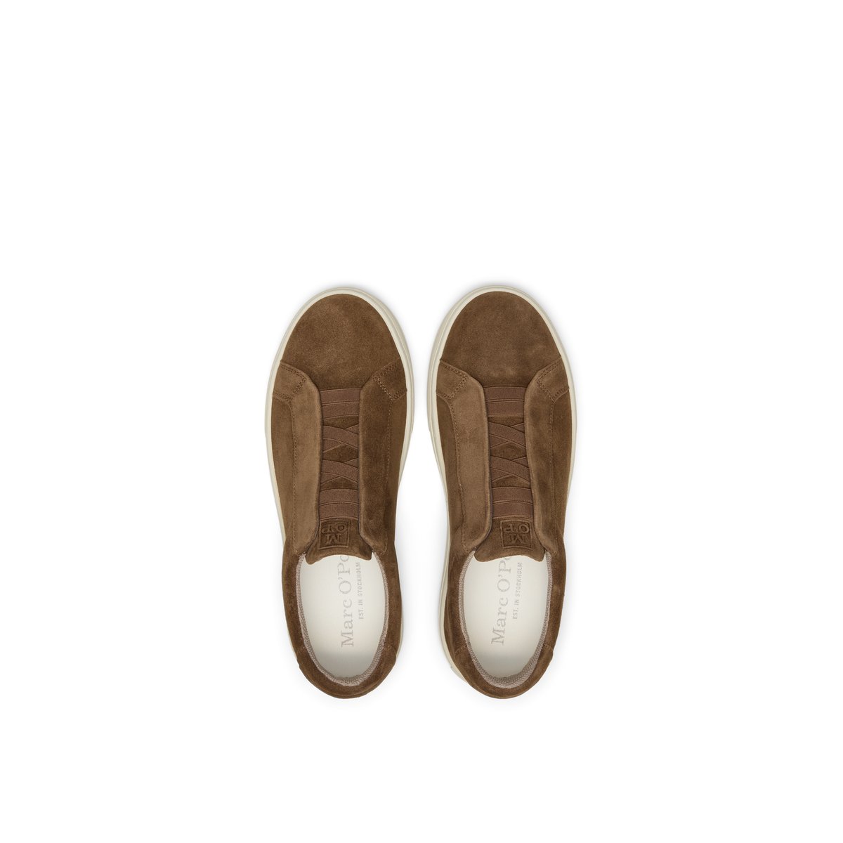 Baskets à semelles Cupsohlen, modèle Agar en cuir velours huilé marron, MARC O'POLO