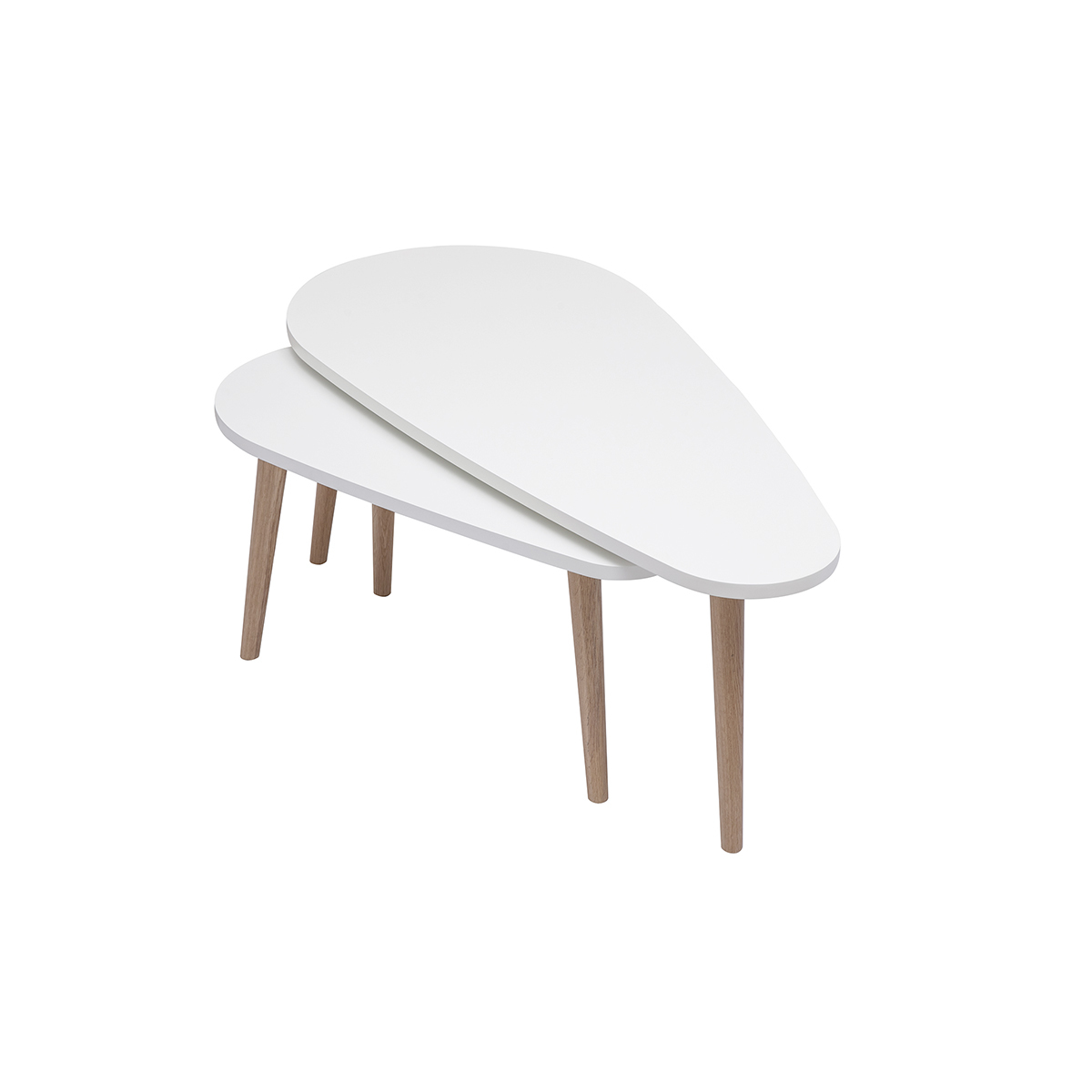 Tables basses gigognes scandinaves blanc et bois clair chêne massif (lot de 2) ARTIK blanc, MILIBOO