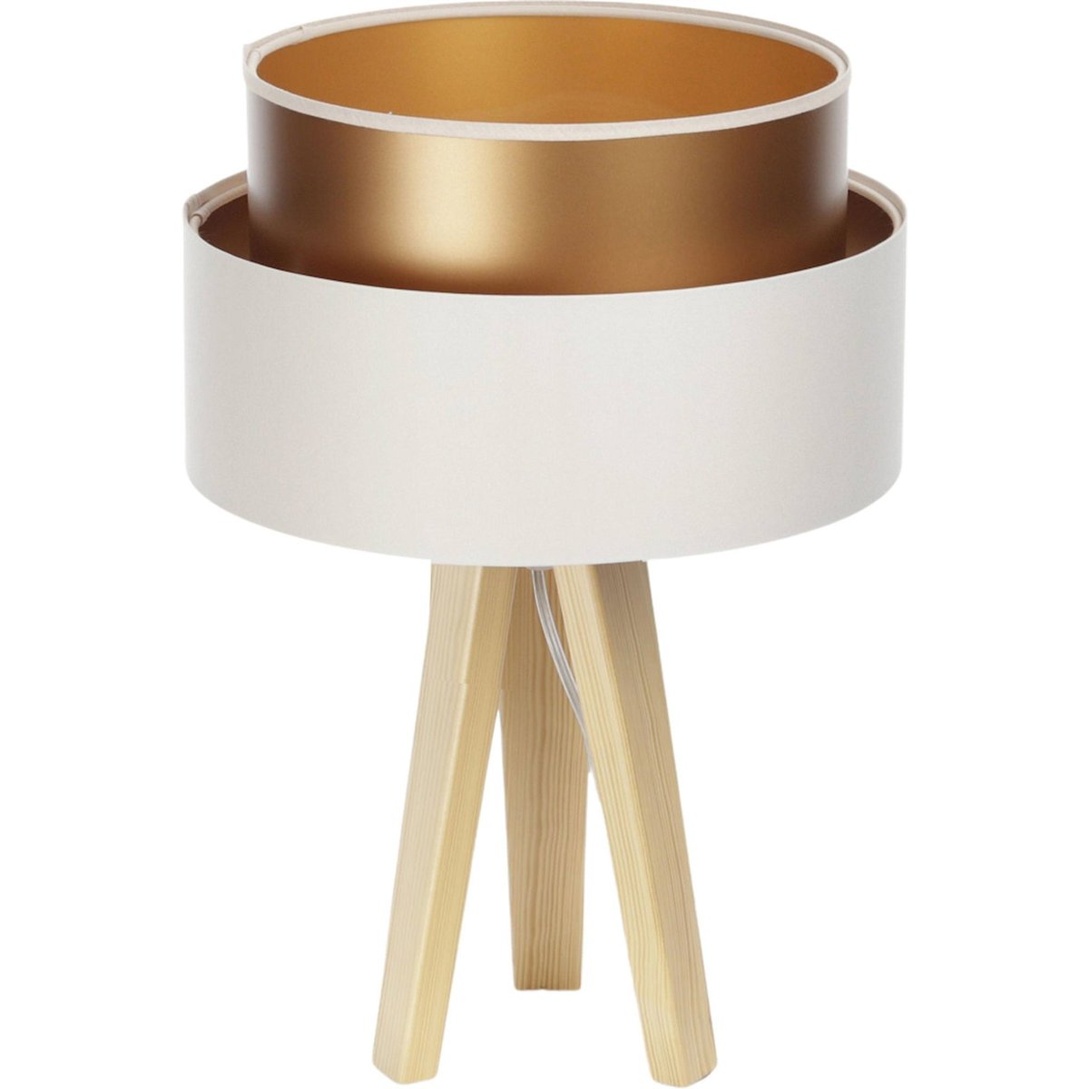 Lampe à poser en satin, DUO ELLEGANT crème satin et cuivre mat, BPS KONCEPT