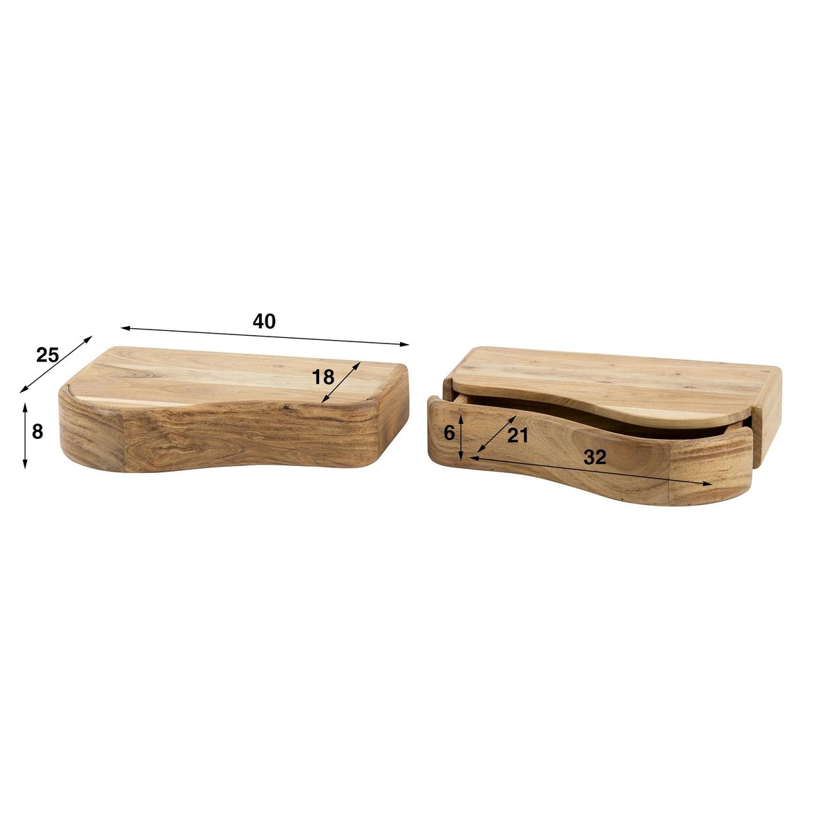 Table de chevet bois – 1 tiroir, organique (lot de 2) MELBOURNE bois naturel, PIER IMPORT