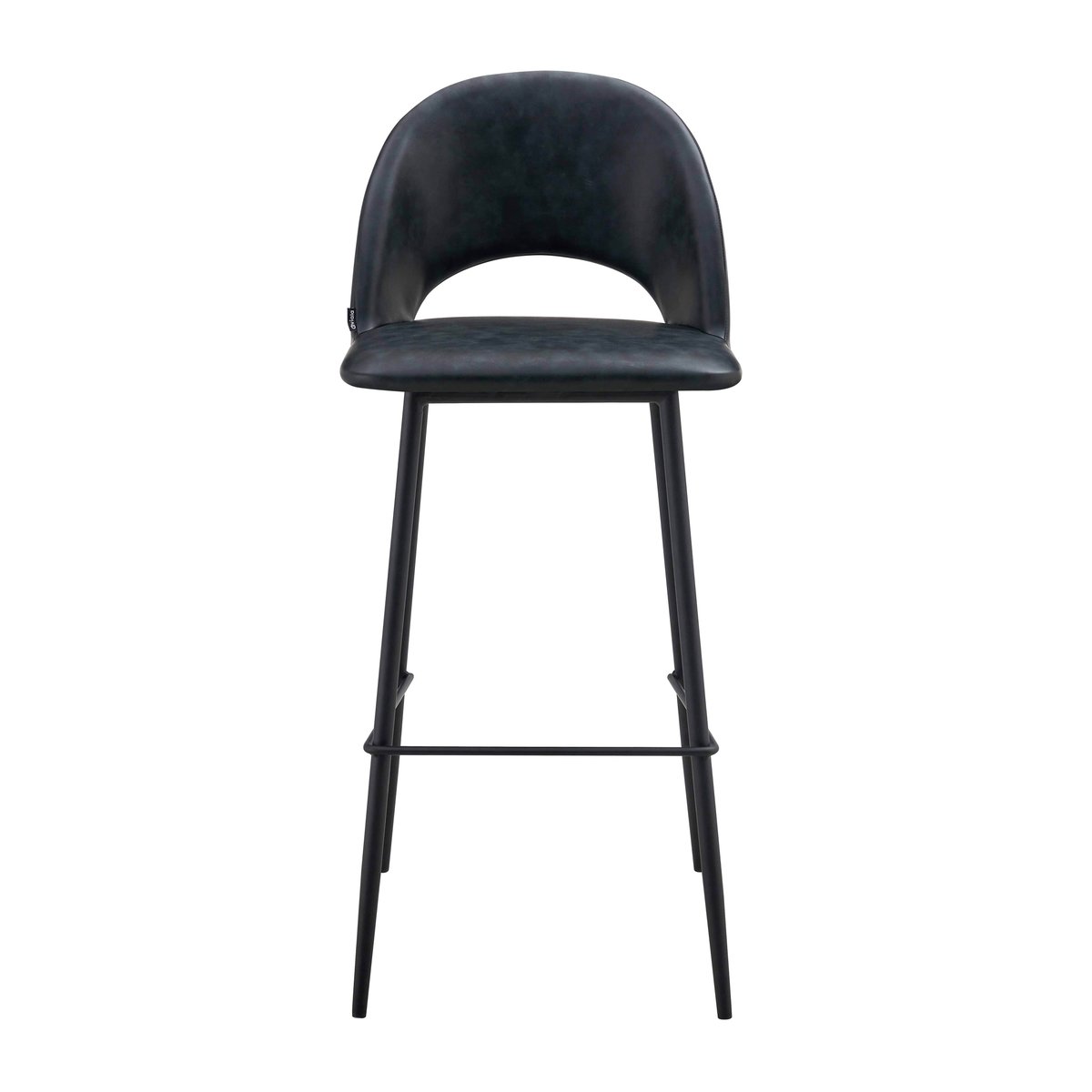 Lot de 2 chaises hautes en acier et cuir synthétique, LOU noir, OVIALA